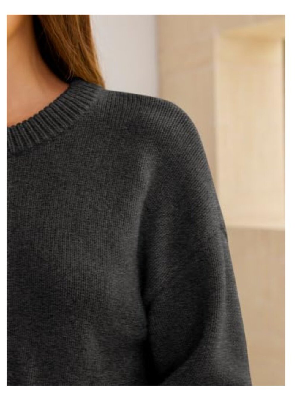 Oversized Cropped Knit Sweater Wool Blend Fuzzy Chunky Pullover - Picture 3 of 6